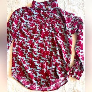 Super cute and breezy lightweight fabric. Long sleeve pearl snap, youth 7-8
